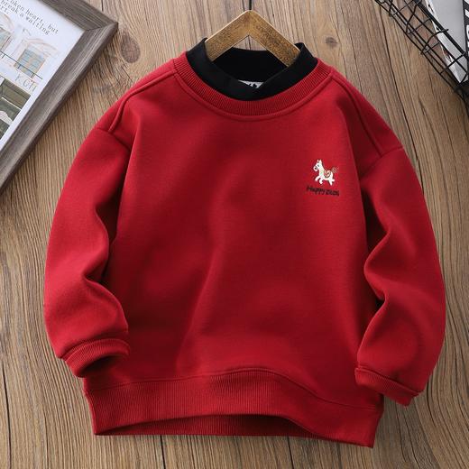 110-170年服款喜庆洋气一体华棉奥利绒马上发财 卫衣 商品图1