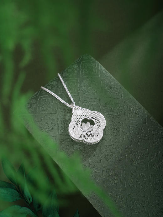 子佩集【轩畔莲语】银S990吊坠【QFDZ046】原创作品花丝珐琅彩(不含链)2511 商品图4