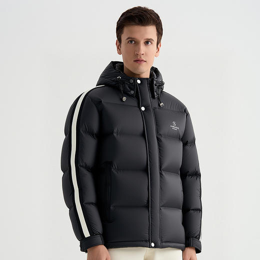 【可拆卸帽子】罗蒙冬季羽绒服男士保暖加厚90鸭绒可立领穿搭侧边条纹时尚百搭潮外套 商品图2
