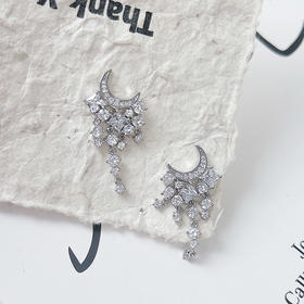 闪亮锆石星星月亮流苏重工耳钉耳环女超仙绝美银针耳环-纪念日百货门店同款167796362