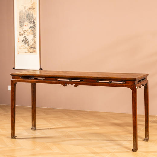 清	黄花梨束腰马蹄腿云纹开窗条桌 商品图0