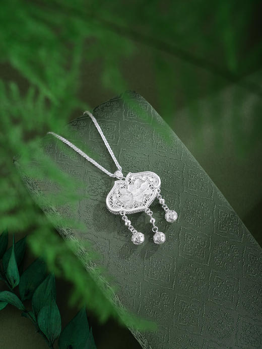 子佩集【莲开静雅】银S990吊坠【QFDZ045】原创作品花丝珐琅彩(不含链)2511 商品图6