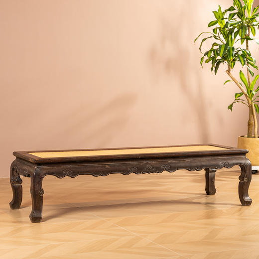 清中期	红木束腰三弯腿云纹凉榻 商品图0