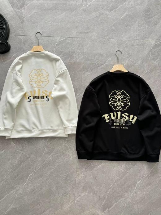 D112929黑金限定款宽松舒适银狐绒圆领卫衣 商品图3