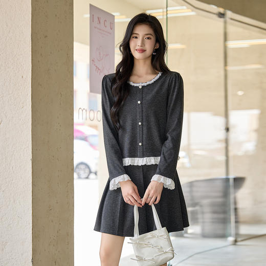 奢姿大码女装2025秋季减龄亮片设计时尚拼接两件套胖妹妹通勤套装 商品图4