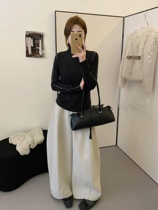 赵露思同款鱼骨线暖感棉连领撞线保暖肌底衣 商品图4