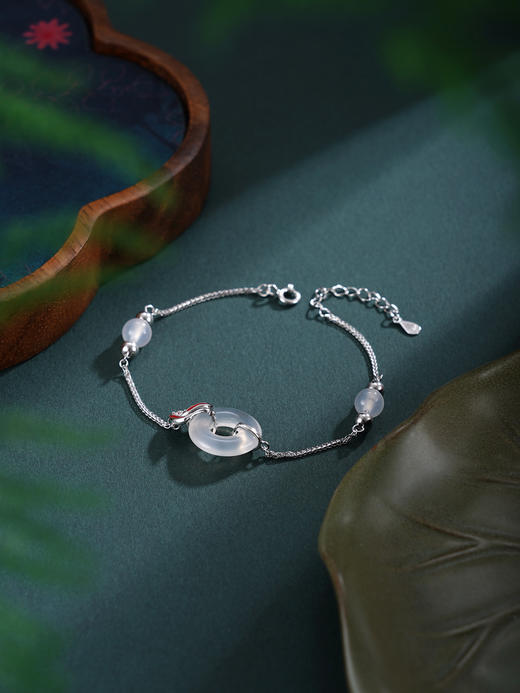 子佩集【鱼跃平安】银S925手链【SL011488】白玉髓平安扣锦鲤红鱼2511 商品图4