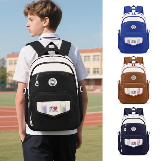 新款中大学生书包三到九年级双肩包减负护脊男女轻便防水尼龙背包 商品图1