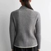 D112907冬季新品修身版型罗纹烟囱领针织衫灰色半高领毛衣 商品缩略图13