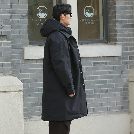 DRONKOO 2025 翻领加连帽假两件活页中长款厚羽绒服 商品图3