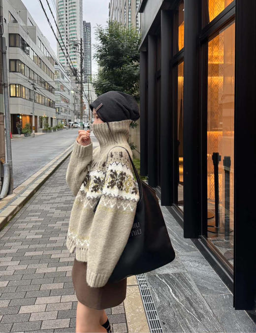 原单Selfwho费尔岛绵羊毛混纺翻领针织毛衣开衫112904 商品图1