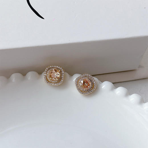 高级感轻奢镶钻方圆形耳饰配饰-纪念日百货门店同款165804672 商品图3