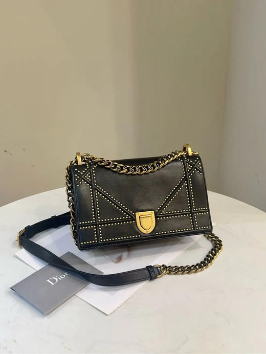 dior 小号 盾牌 黑色 牛皮 斜挎包 商品图0