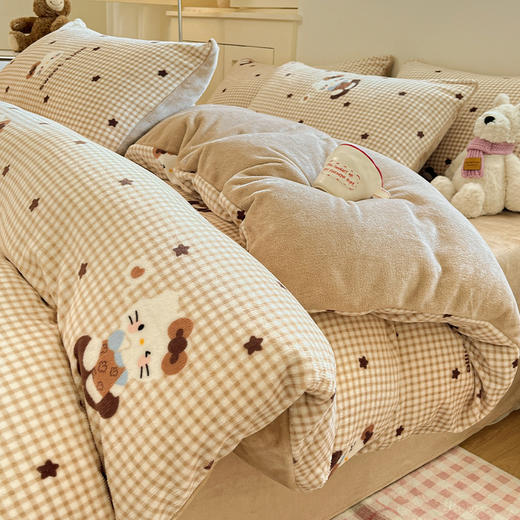 【YW】无忧购a类牛奶绒四件套冬季加厚珊瑚绒被套床上用品（截单后3-5天发货) 商品图4