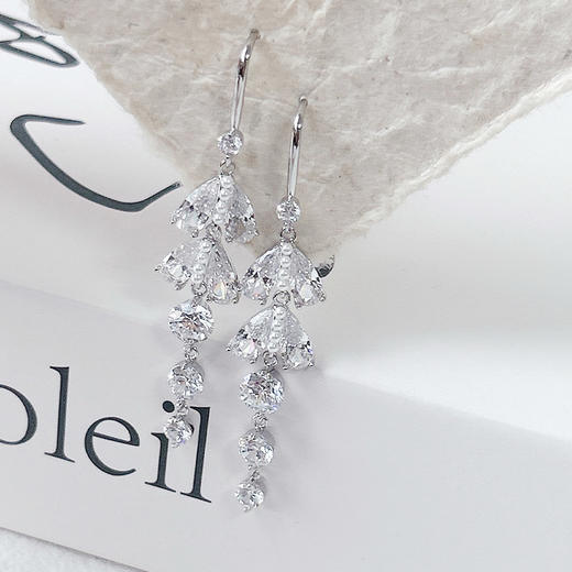 超闪仿锆石流苏耳环轻奢精致小众独特气质耳钉耳钩-纪念日百货门店同款167796389 商品图3