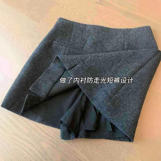 时髦精毛呢短裙！50羊毛小开衩设计女款显瘦A字半裙带衬裤秋冬！ 商品图2