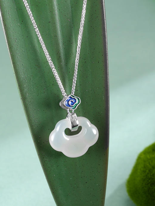 子佩集【祥云灵踪】银S925套链【TL016375】白玉髓祥云锁项链2511 商品图1