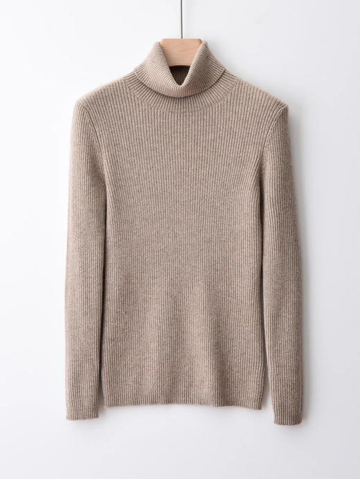 女士樽领抽条羊绒套衫 商品图1