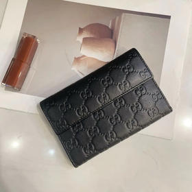 GUCCI  黑色 压纹老花 牛皮 钱包