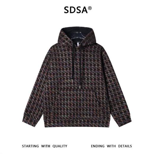 WY1459SDSA男士秋冬新款痞帅男装韩版撞色彩色针织刺绣抽绳连帽卫衣百搭 商品图1