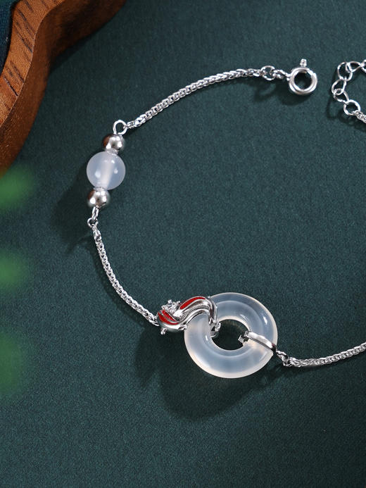 子佩集【鱼跃平安】银S925手链【SL011488】白玉髓平安扣锦鲤红鱼2511 商品图3