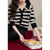 【6折秒杀】鹿向南「乌梅子酥」黑杏色条纹针织衫女2025秋气质慵懒风长袖上衣L50616 商品缩略图4