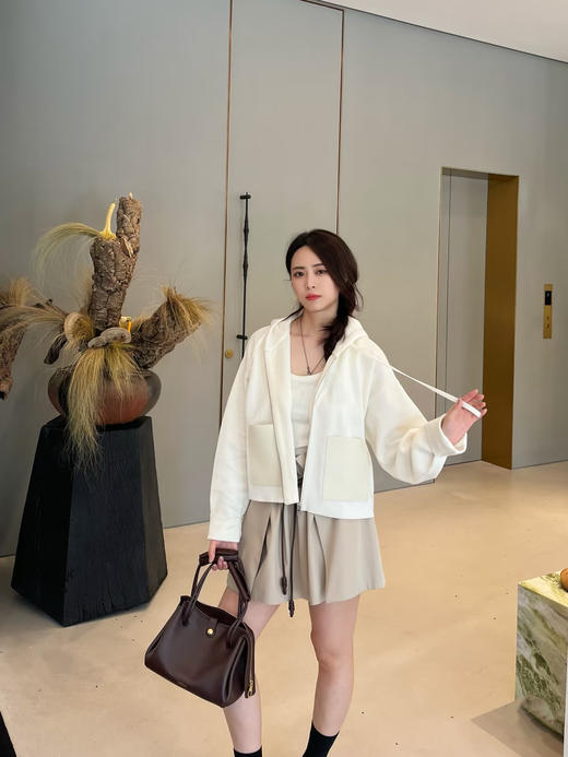 罗意威 25秋冬新款 拼皮口袋连帽拉链针织衫 (TM) 商品图0