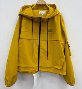 NC连帽撞色拉链风衣短外套50808（黄）秋季253011980321