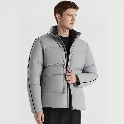 【90白鸭绒】罗蒙冬季款男士立领羽绒服保暖灰色时尚百搭潮男潮搭休闲羽绒外套 商品图1