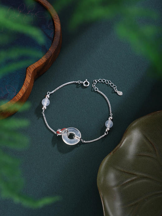 子佩集【鱼跃平安】银S925手链【SL011488】白玉髓平安扣锦鲤红鱼2511 商品图0