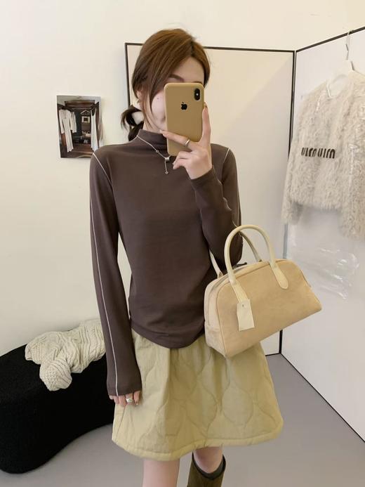 赵露思同款鱼骨线暖感棉连领撞线保暖肌底衣 商品图6