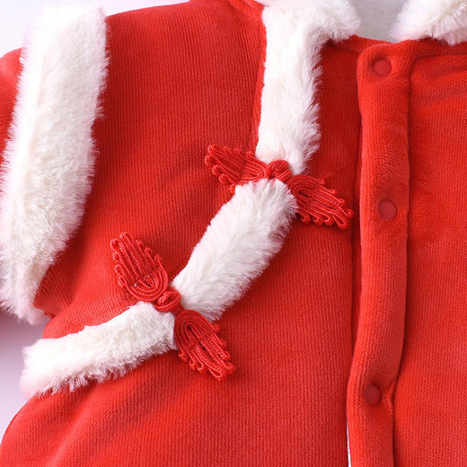 拜年服婴儿过年衣服秋冬宝宝连体衣300g加厚棉新生儿保暖爬爬服装 商品图3