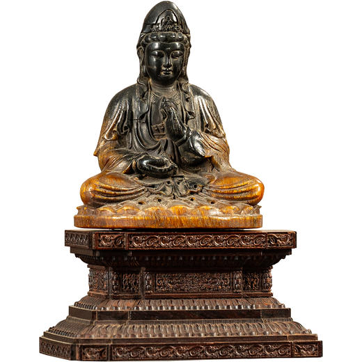 清	牛角观音像配红木座 商品图5