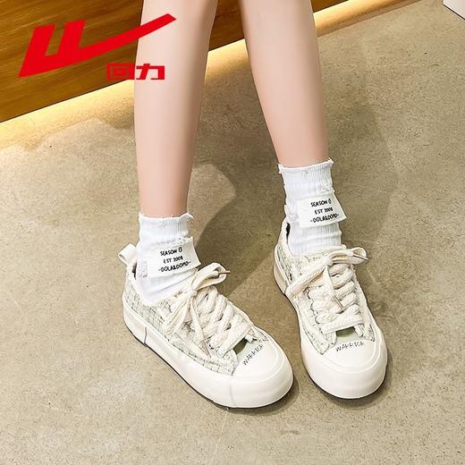 回力帆布鞋女2025秋季麦穗女鞋小香风小白鞋女款ins百搭厚底板鞋 商品图8