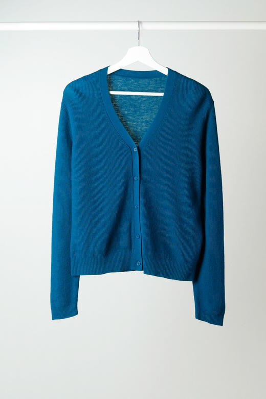 48支精纺羊毛螺纹V领针织开衫均码 商品图2