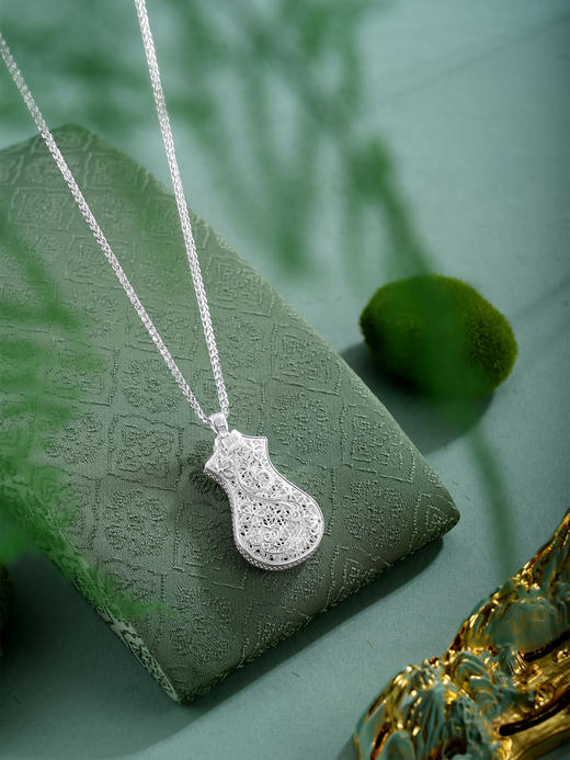 子佩集【云裳雅韵】银S990吊坠【QFDZ047】旗袍花丝珐琅彩原创作品(不含链)2511 商品图3