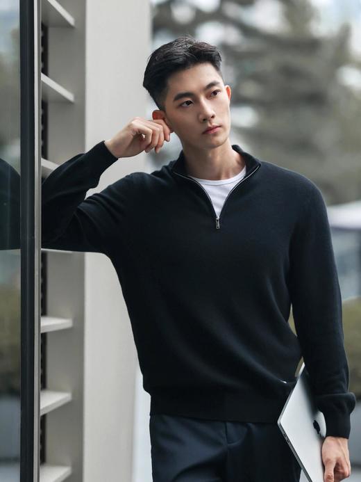 罗蒙男士半拉链POLO加绒卫衣 商品图1