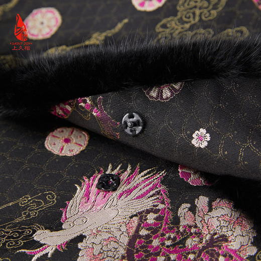 SAINTJOY/上久楷女式宋锦马甲 貂绒丝绵马甲 龙行龘龘CY1044207014 商品图9