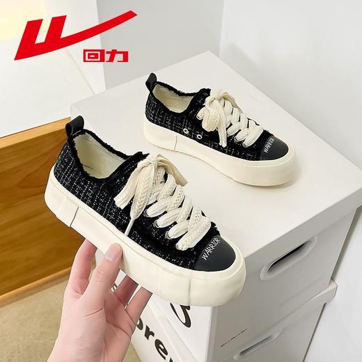 回力帆布鞋女2025秋季麦穗女鞋小香风小白鞋女款ins百搭厚底板鞋 商品图0