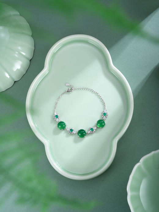 子佩集【花开原野】银S925手链【SL012534】绿玉髓10mm2511 商品图0