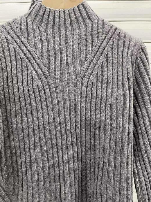 D112907冬季新品修身版型罗纹烟囱领针织衫灰色半高领毛衣 商品图5
