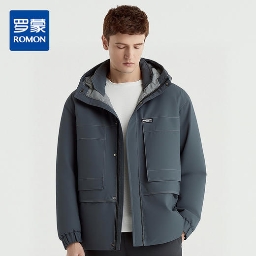【90鸭绒】罗蒙冬季连帽羽绒服男士保暖时尚百搭冬装厚款休闲工装羽绒外套 商品图0
