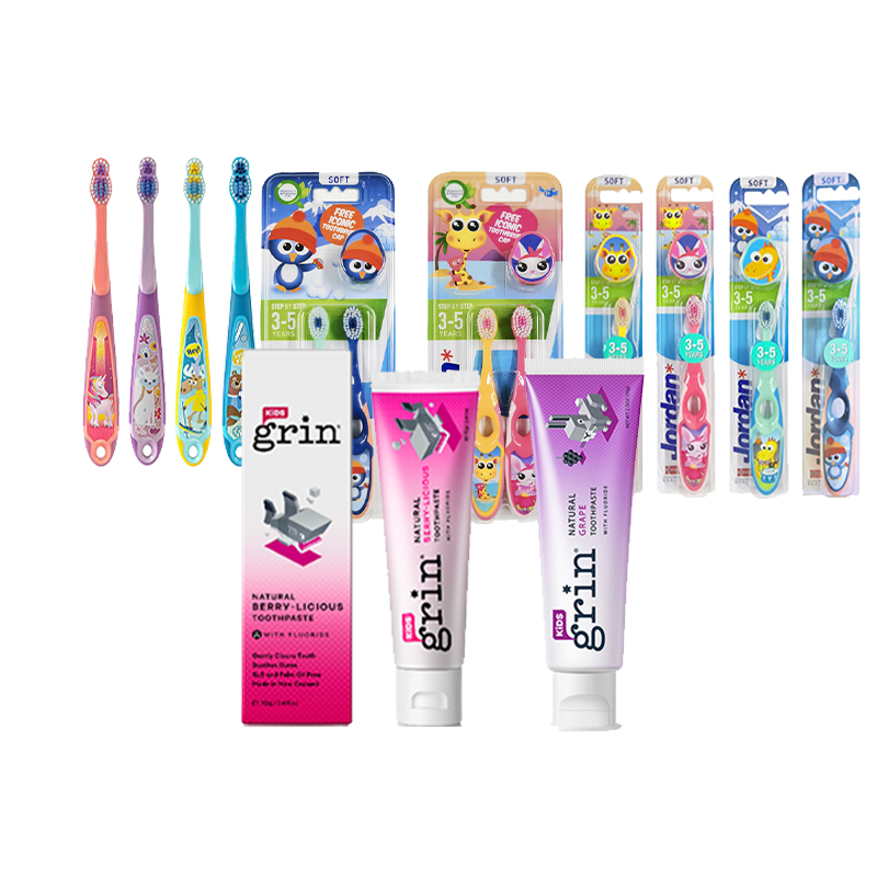 Jordan&Grin&Elmex 宝宝牙膏牙刷合集 儿童天然成分清洁呵护 婴幼儿牙齿护理（颜色随机）