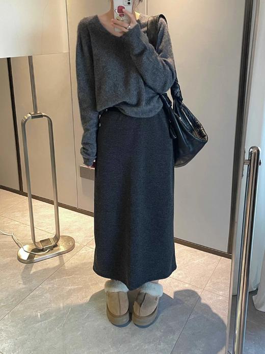 D112902极简A版高腰设计一体复合绒半身裙 商品图2