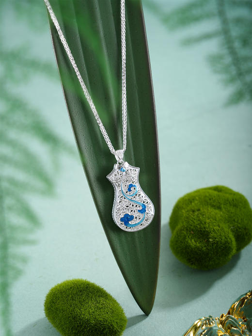 子佩集【云裳雅韵】银S990吊坠【QFDZ047】旗袍花丝珐琅彩原创作品(不含链)2511 商品图4