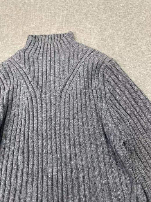 D112907冬季新品修身版型罗纹烟囱领针织衫灰色半高领毛衣 商品图6