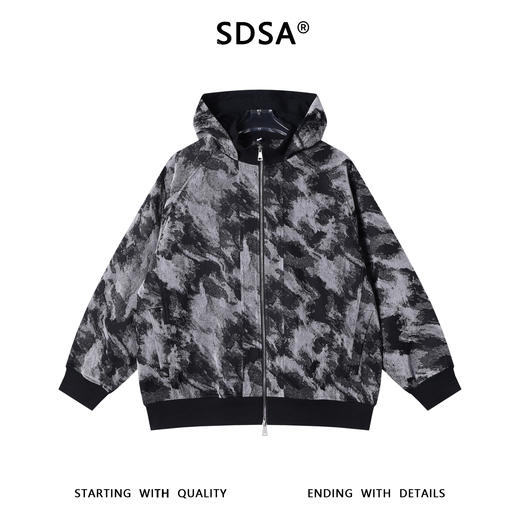 WT295SDSA男士秋冬新款痞帅男装美式撞色涂鸦拉链立领连帽卫衣百搭时尚 商品图1