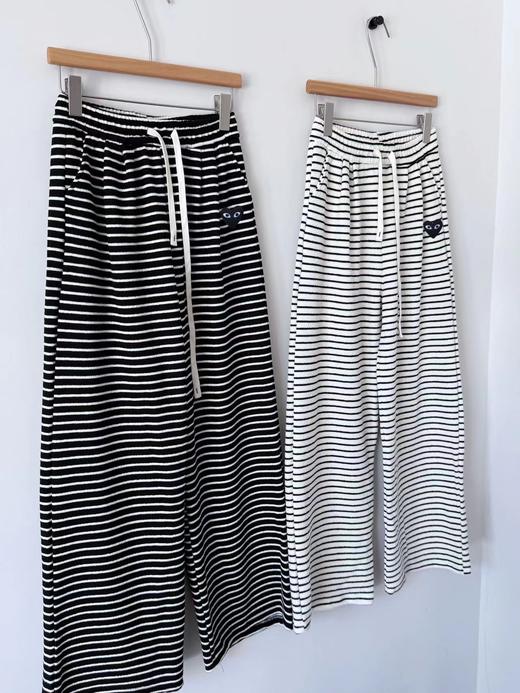 D112903慵懒休闲抽绳设计条纹阔腿裤休闲裤 商品图1