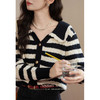 【6折秒杀】鹿向南「乌梅子酥」黑杏色条纹针织衫女2025秋气质慵懒风长袖上衣L50616 商品缩略图3