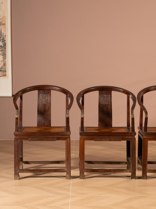 清中期	柞榛木方材圈椅成堂（一堂四件） 商品图1